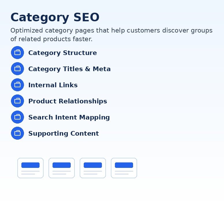 Category SEO - optimized category pages that help customers discover groups of related products