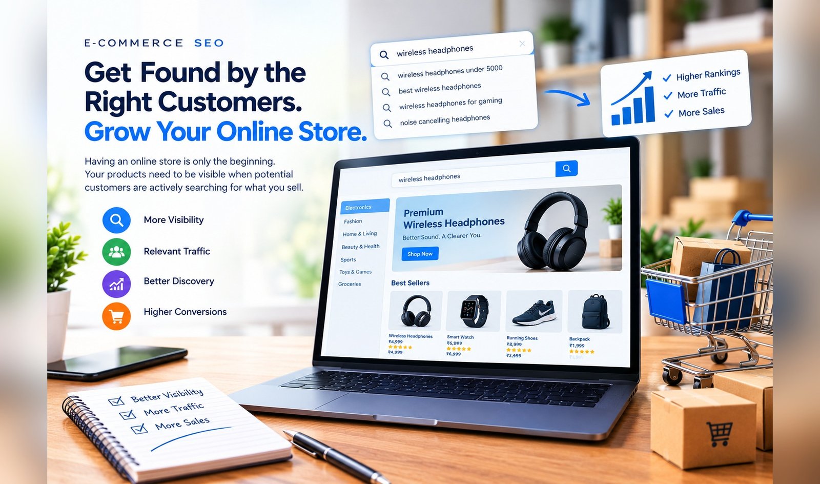 Get found by the right customers - grow your online store with E-commerce SEO by Mrig Sight Media
