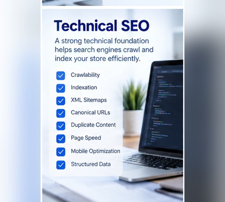 Technical SEO - a strong technical foundation helps search engines crawl and index your store efficiently