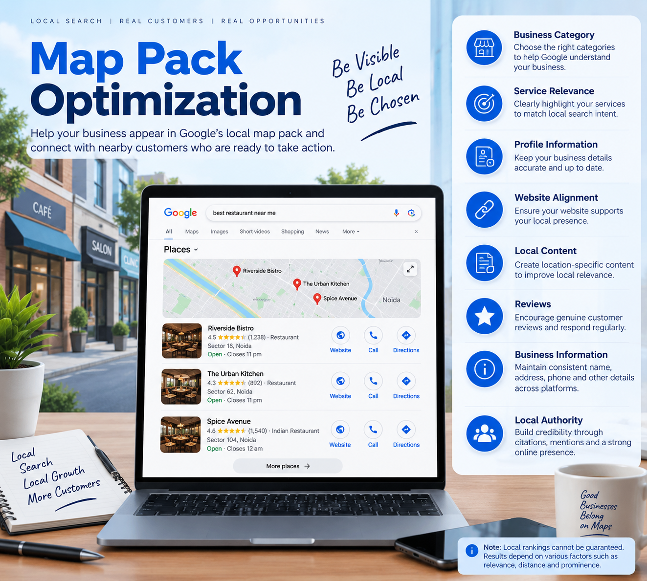 Map Pack optimization - be visible, be local, be chosen