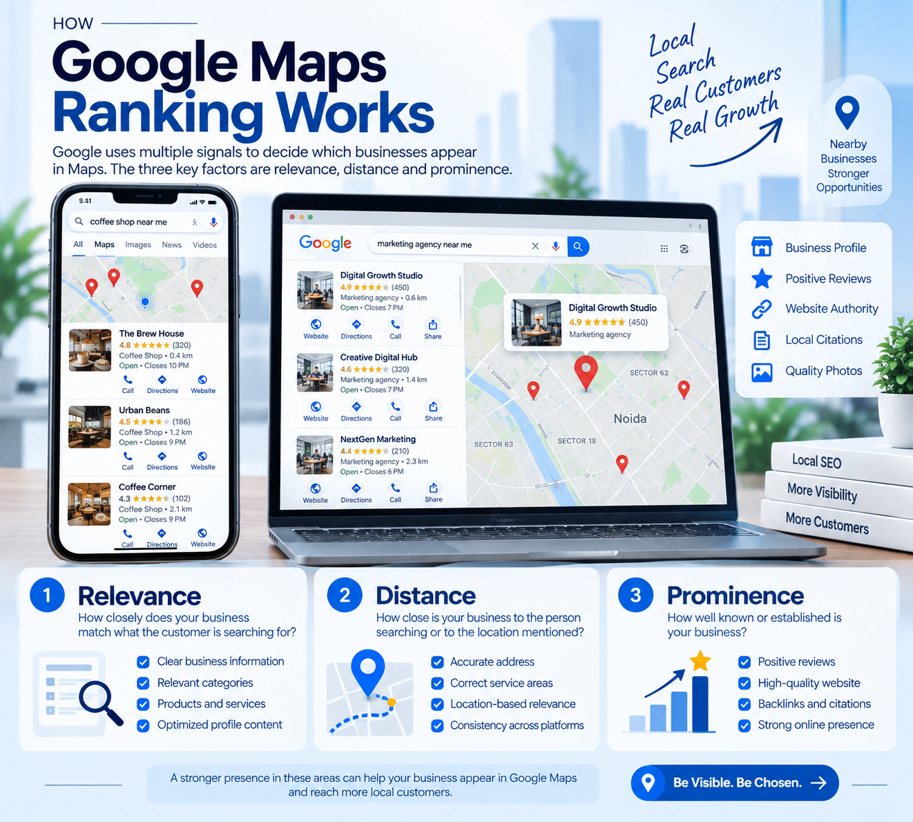 How Google Maps ranking works - relevance, distance and prominence