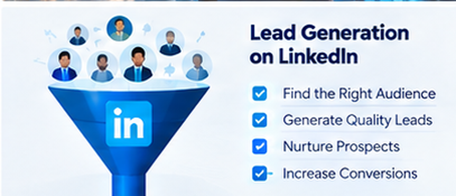 Lead generation on LinkedIn - find audience, generate leads, nurture prospects, increase conversions