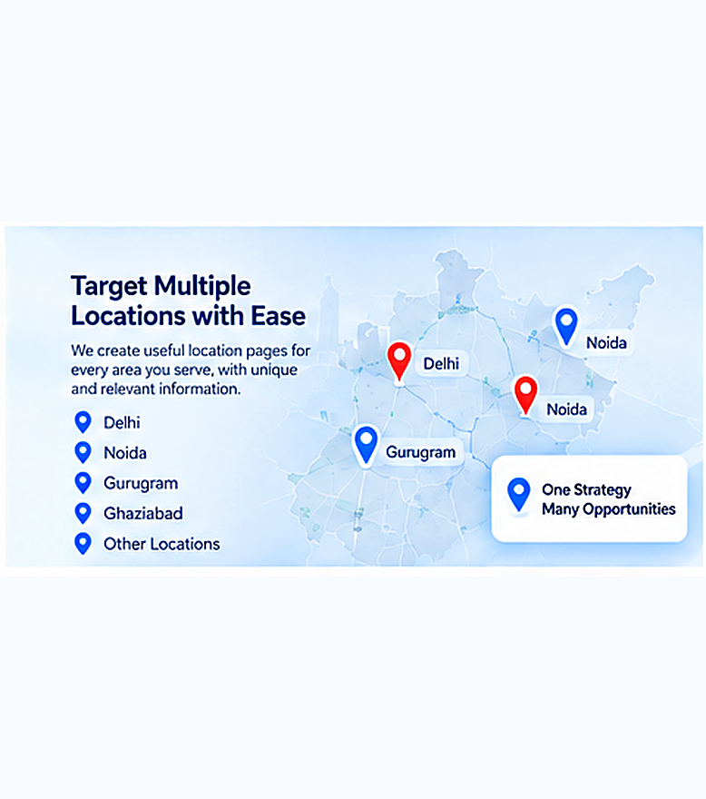 Target multiple locations with ease - Delhi, Noida, Gurugram, Ghaziabad