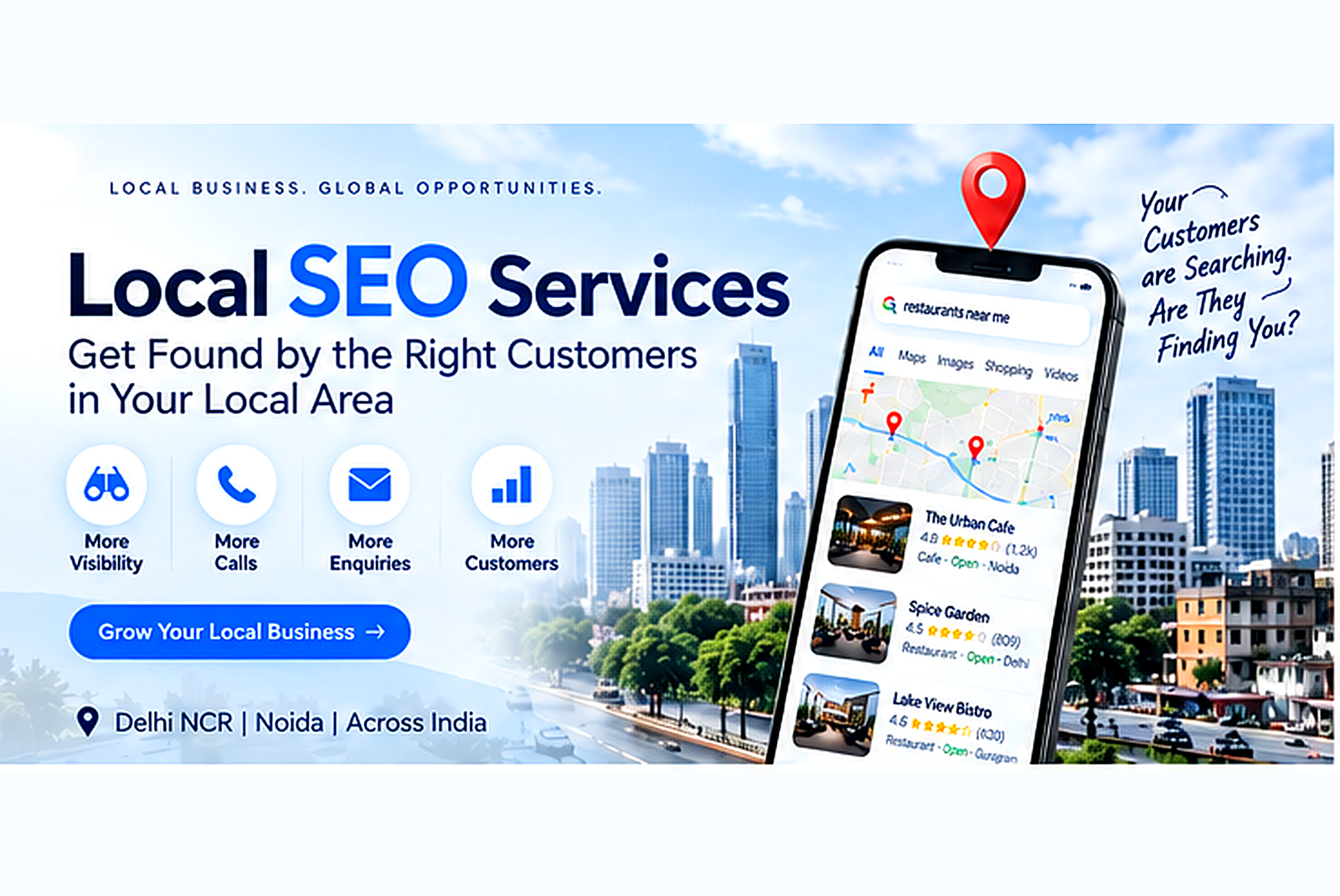 Local SEO Services - get found by the right customers in your local area, Delhi NCR, Noida, across India