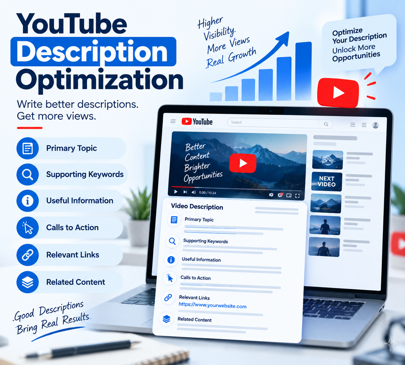 YouTube description optimization - write better descriptions, get more views