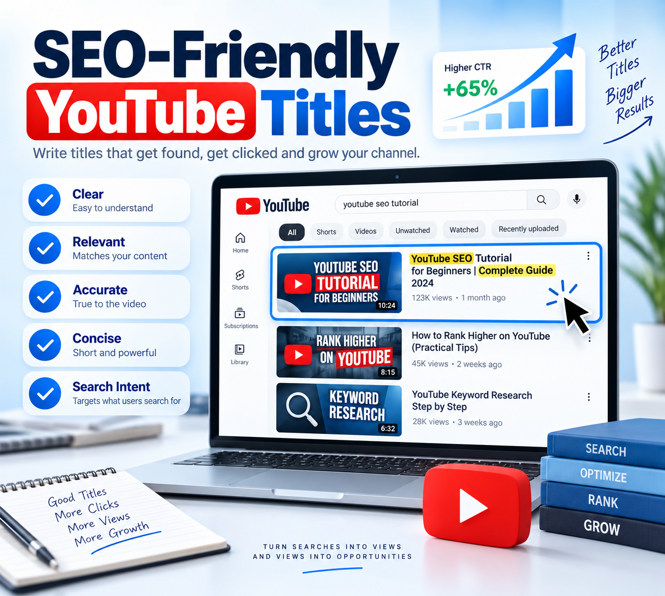 SEO-friendly YouTube titles - write titles that get found, get clicked and grow your channel
